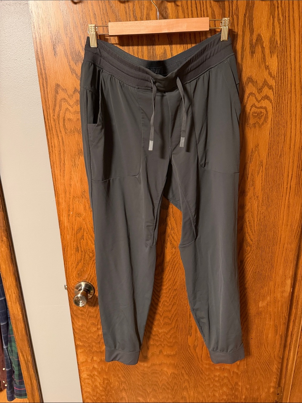 BURLEBO Men's Dark Gray Athletic Joggers with Drawstring